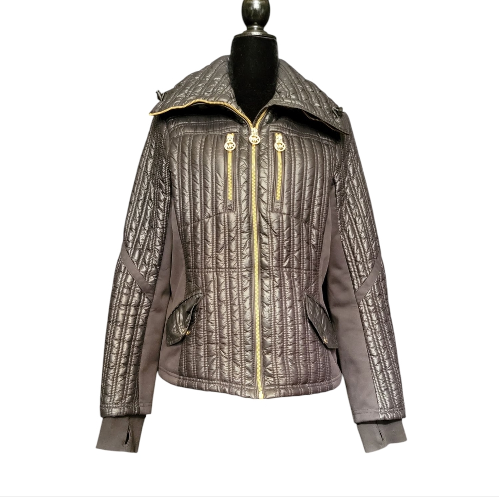 Michael Michael Kors Black Quilted Zip Jacket Size Medium